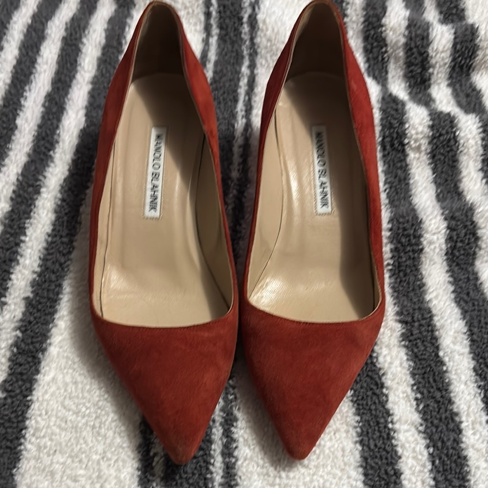 Manolo Blahnik Burnt Orange Heels Suede Elegance